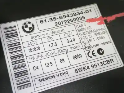 Second-hand car spare part electronic module for bmw serie 1 berlina (e81/e87) 118d oem iam references 61359643831401 694383401 6943834 2072250035 5wk49513cbr 