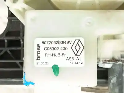 Second-hand car spare part passenger side right window regulator for renault captur ii evolution oem iam references 807203293r  807203293r