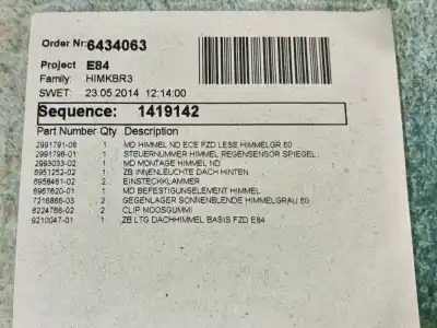 Peça sobressalente para automóvel em segunda mão tecto de abrir interior por bmw x1 (e84) xdrive 18d referências oem iam 51442994157 0606513 