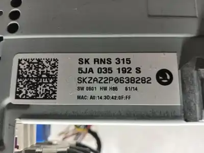 Second-hand car spare part audio system / radio cd for skoda rapid spaceback (nh1) 1.6 tdi oem iam references 5ja035192swhs  5ja035192s