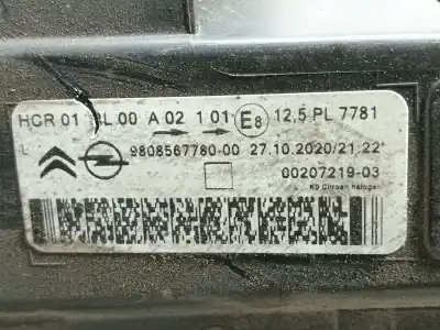 Автозапчастина б/у ліва фара для citroen jumpy furgón (v_) 1.5 bluehdi 120 посилання на oem iam 9808567780  9808567780