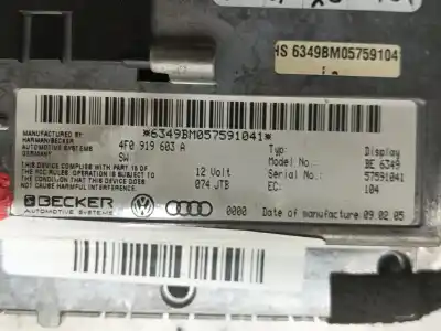 Second-hand car spare part audio system / radio cd for audi a6 c6 (4f2) 2.7 tdi oem iam references 8t0919603c  4f0919603a