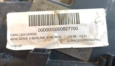 Second-hand car spare part left headlight for bmw 3 (e46) 323 i oem iam references 63127165769  827700