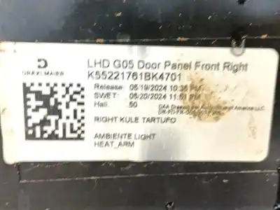 Second-hand car spare part right front door trim for bmw x5 (g05, f95) 30 d mild-hybrid xdrive oem iam references 51415a83058  k55221761bk4701