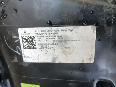 Автозапчастина б/у обликка задніх правіх дверей для bmw x5 (g05, f95) 30 d mild-hybrid xdrive посилання на oem iam 51425a83196 k55221761bk4901 