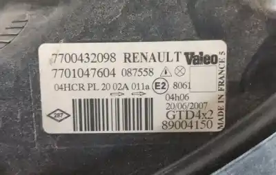 Second-hand car spare part left headlight for renault megane scenic (ja0/1_) 1.6 16v (ja0b, ja04, ja11, ja00) oem iam references 260600499r  7700432098