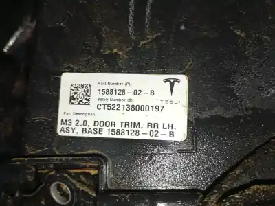 Автозапчастина б/у обкітка задніх лівіх дверей для tesla model 3 (5yj3) ev awd посилання на oem iam 158812802b  108517500c