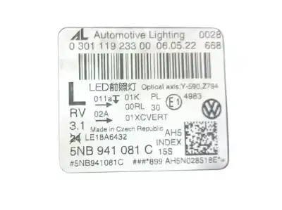 Pezzo di ricambio per auto di seconda mano faro anteriore sinistro per volkswagen tiguan (ad1, ax1) 2.0 tdi riferimenti oem iam 5nb941113c  5nb941081c