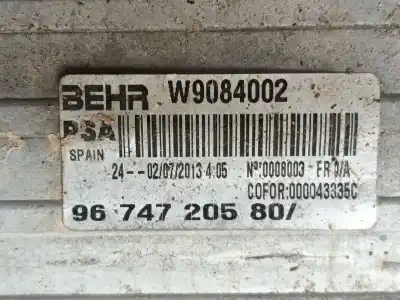 Peça sobressalente para automóvel em segunda mão intercooler por citroen ds5 2.0 hdi 165 referências oem iam 384p8  w9084002
