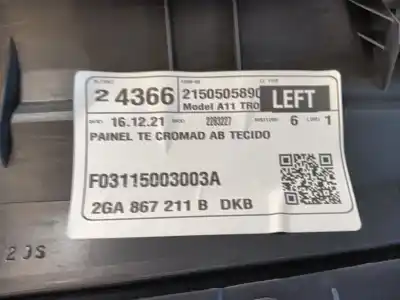 İkinci el araba yedek parçası arka sol kapi kaplamasi için volkswagen t-roc (a11, d11) 1.0 tsi oem iam referansları 2ga867209dkb  2150505890