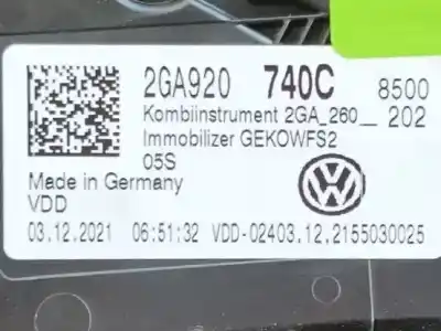 Second-hand car spare part dashboard for volkswagen t-roc (a11, d11) 1.0 tsi oem iam references 2ga920740c  2ga260202