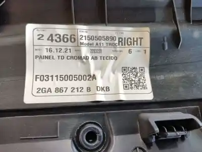 Автозапчастина б/у обликка задніх правіх дверей для volkswagen t-roc (a11, d11) 1.0 tsi посилання на oem iam 2ga867210dkb  2ga867212bdkb