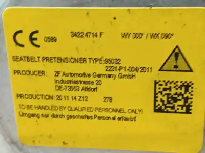 Second-hand car spare part rear right seat belt for seat ateca 5fp / fdffax0 khp8pz xperience at oem iam references 575857805raa  34224714f