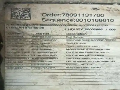 Peça sobressalente para automóvel em segunda mão tecto de abrir interior por jaguar e-pace (x540) 2.0 d180 awd referências oem iam j9c8585pvj  78091131700