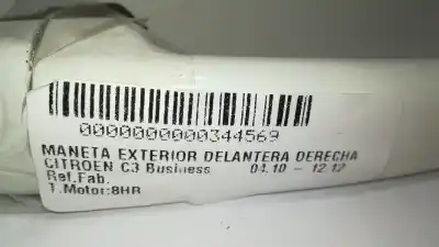 Second-hand car spare part exterior right front door handle for citroen c3 business oem iam references   