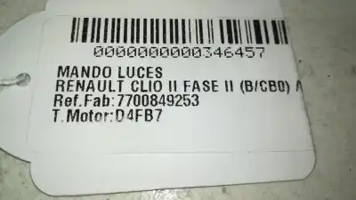 Second-hand car spare part headlights switch for renault clio ii fase ii (b/cb0) base authentique 75 cv / 55 kw oem iam references 7700849253  