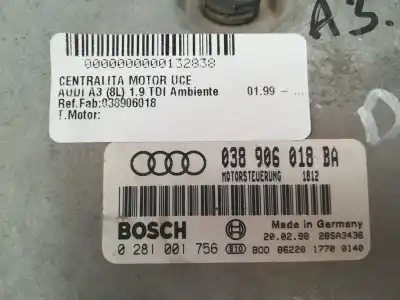 Pezzo di ricambio per auto di seconda mano centralina motore per audi a3 (8l) 1.9 tdi ambiente riferimenti oem iam 038906018ba  