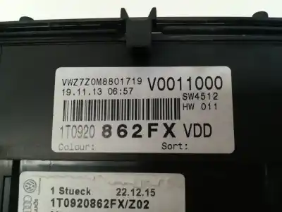 Автозапчастина б/у панель інструментів для volkswagen caddy ka/kb (2k) life посилання на oem iam 1t0920862fx  