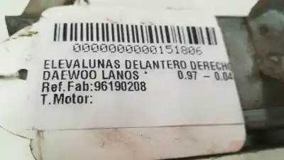 Second-hand car spare part passenger side right window regulator for daewoo lanos lanos oem iam references 96190208  