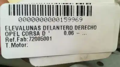 Pezzo di ricambio per auto di seconda mano alzacristalli anteriore destro per opel corsa d s-d pd11 riferimenti oem iam 72005001  