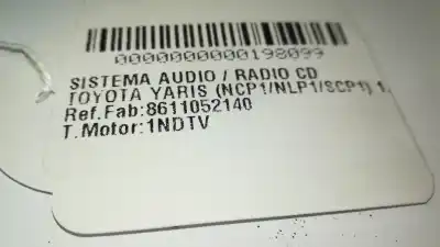 Автозапчастина б/у аудіо система / радіо cd для toyota yaris (ncp1/nlp1/scp1) 1.4 d-4d linea luna посилання на oem iam 8611052140  
