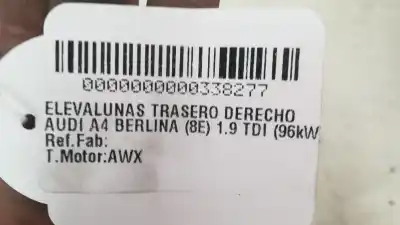 Second-hand car spare part rear right window regulator for audi a4 b6 (8e2) 1.9 tdi oem iam references   