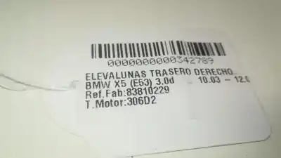 Second-hand car spare part rear right window regulator for bmw x5 (e53) 3.0d oem iam references 83810229  