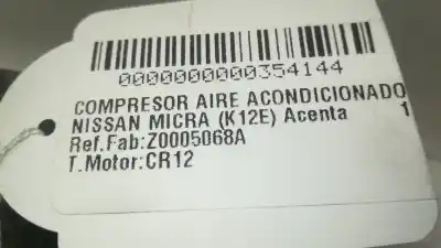 Peça sobressalente para automóvel em segunda mão  por NISSAN MICRA (K12E)  Referências OEM IAM Z0005068A  