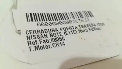 Second-hand car spare part rear left door lock for nissan note (e11e) naru edition 88 cv / 65 kw oem iam references 4805c  