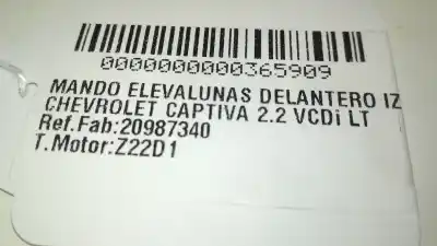 Peça sobressalente para automóvel em segunda mão botão / interruptor elevador vidro dianteiro esquerdo por chevrolet captiva 2.2 vcdi ltz referências oem iam 20987340