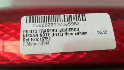 Peça sobressalente para automóvel em segunda mão farolim traseiro esquerdo por nissan note (e11e) naru edition 88 cv / 65 kw referências oem iam 16752  