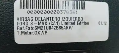 Автозапчастина б/у передня ліва подушка безопасности для ford s-max (ca1) titanium (03.2010->) 140 cv / 103 kw посилання на oem iam 6m21u042b85akw  