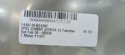 Second-hand car spare part right headlight for opel combo familiar oem iam references 20-6065b  