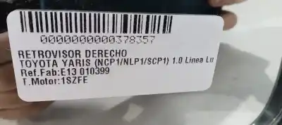 Second-hand car spare part right rearview mirror for toyota yaris (ncp1/nlp1/scp1) 1.0 linea luna oem iam references e13 010399  