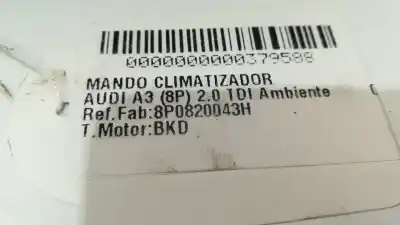 Peça sobressalente para automóvel em segunda mão comando de sofagem (chauffage / ar condicionado) por audi a3 (8p1) 2.0 tdi 16v referências oem iam 8p0820043h  