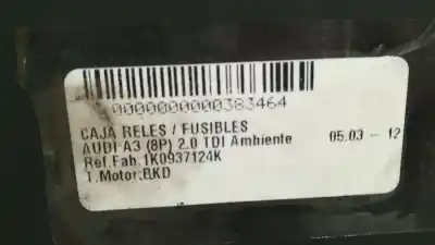 Peça sobressalente para automóvel em segunda mão Caixa De Fusíveis E Relés por AUDI A3 (8P1) 2.0 TDI 16V Referências OEM IAM 1K0937124K  