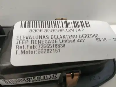 Second-hand car spare part passenger side right window regulator for jeep renegade limited 4x2 oem iam references 7356518830  