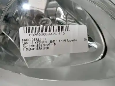 Second-hand car spare part right headlight for lancia ypsilon (101) 1.4 16v oro (10.2006->) oem iam references 1eb270521-44  