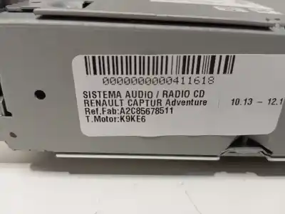 Second-hand car spare part audio system / radio cd for renault captur adventure oem iam references a2c85678511  