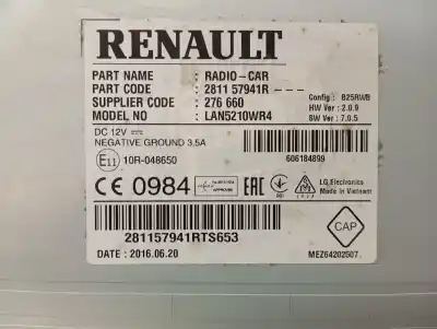 Peça sobressalente para automóvel em segunda mão sistema de áudio / rádio cd por renault clio iv authentique referências oem iam 281157941r