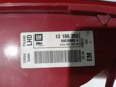Peça sobressalente para automóvel em segunda mão farolim traseiro esquerdo por opel corsa d ´´111 years´´ referências oem iam 89038960a