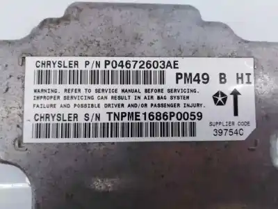 Second-hand car spare part airbag control unit for dodge caliber sxt oem iam references p04672603ae e3-b6-2-2 1686p0059