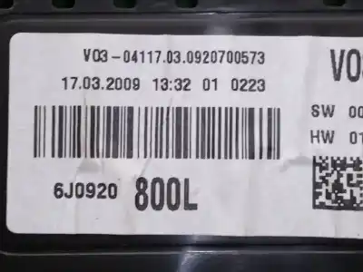 Second-hand car spare part dashboard for seat ibiza sc (6j1) reference oem iam references 6j0920800l e2-a1-36-1 