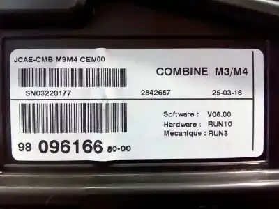 Pezzo di ricambio per auto di seconda mano pannello degli strumenti per citroen c-elysée exclusive riferimenti oem iam 9809616680 e1-a4-51-1 