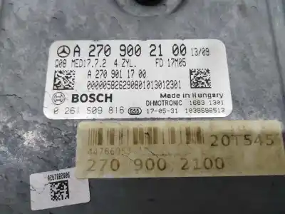 Автозапчастина б/у ебу контролер двигуна для mercedes-benz clase a (w176) a 180 blueefficiency (176.042) посилання на oem iam a2709002100 e3-a1-3-6 0261s09i16