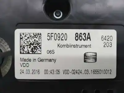 Second-hand car spare part dashboard for seat leon (5f1) fr oem iam references 5f0920863a e2-a1-24-8 a2c94688500