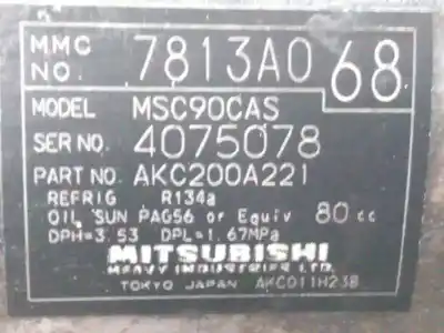 Автозапчасти б/у компрессор кондиционера воздуха за mitsubishi outlander (cw0) 2.0 di-d cat ссылки oem iam 7813a068 p3-a1-20-3 4075078