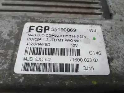 Автозапчастина б/у ебу контролер двигуна для opel corsa c 1.3 16v cdti cat (z 13 dt / ln9) посилання на oem iam 55190069 e3-a5-22-2 7160002303