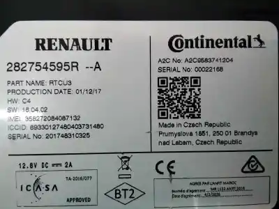 Автозапчасти б/у электронный модуль за renault captur xmod ссылки oem iam 282754595r e2-a1-34-5 