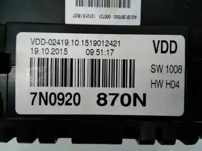 Pezzo di ricambio per auto di seconda mano pannello degli strumenti per volkswagen sharan (7n2) highline bmt riferimenti oem iam 7n0920870n e2-a1-9-4 